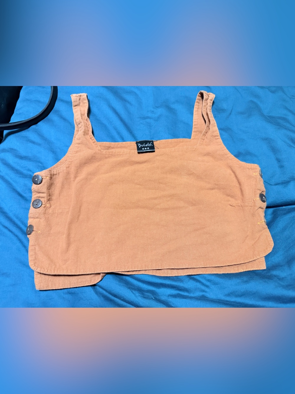 Orange Cropped Tank Top with Button Details